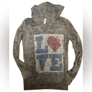 Hoodie - Gray burnout LOVE , Sz M